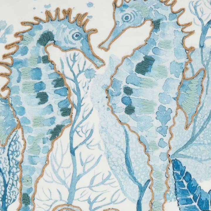 Navy Blue Charming Outdoor Sea Horse Pillow for wholesale on Faire