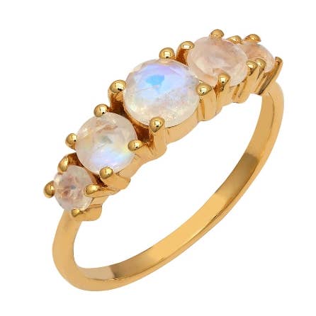 Anel mineral - t10 - piedraluna - banhado a ouro por atacado de Buganto