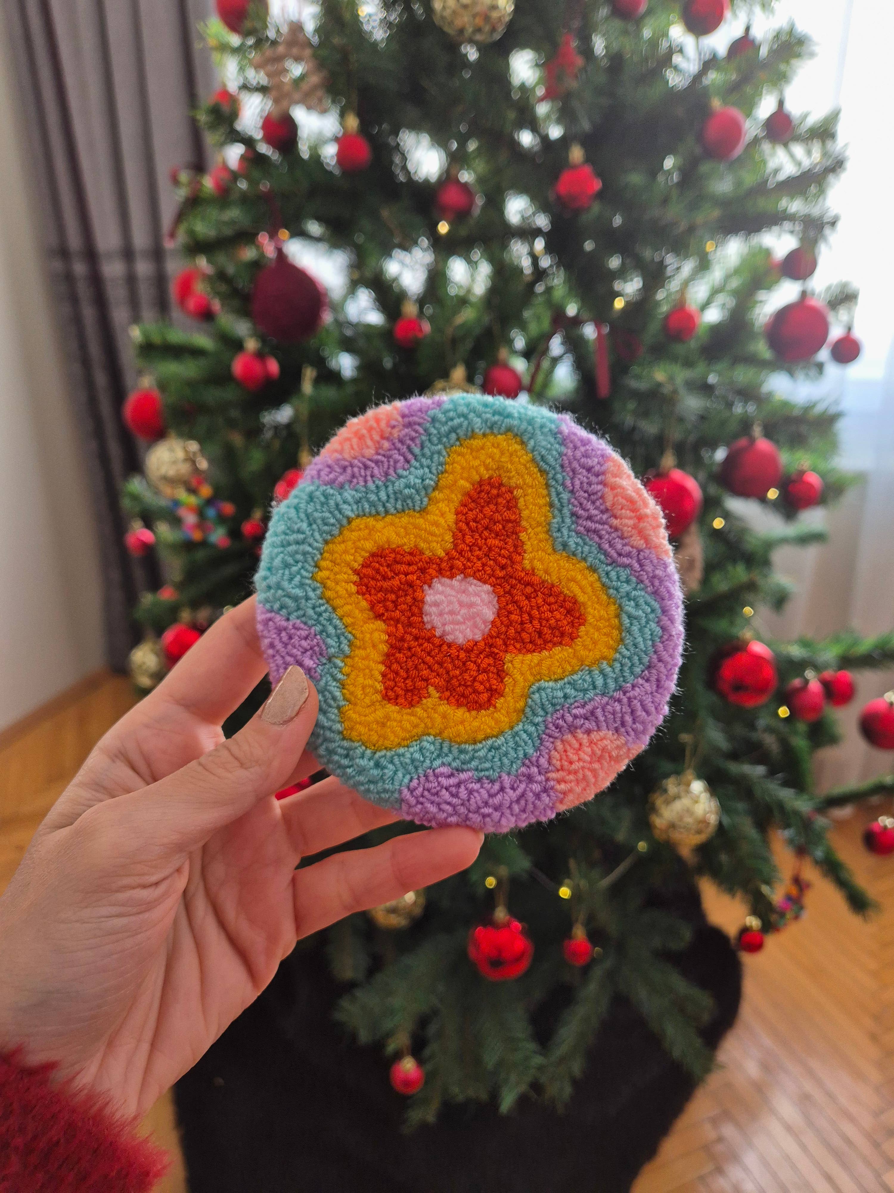 despinacrafting – wholesale Coasters – Punch Needle Mug Rug,  Floral Coasters 4