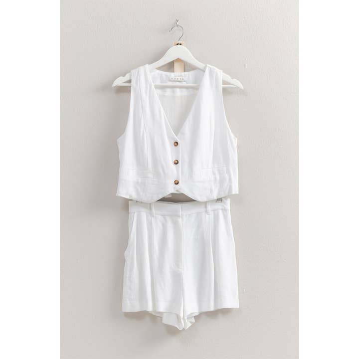 HYFVE – wholesale Set med topp och shorts – Dam – HF25E084-SET-Rayon Linneväst Och Shorts Set