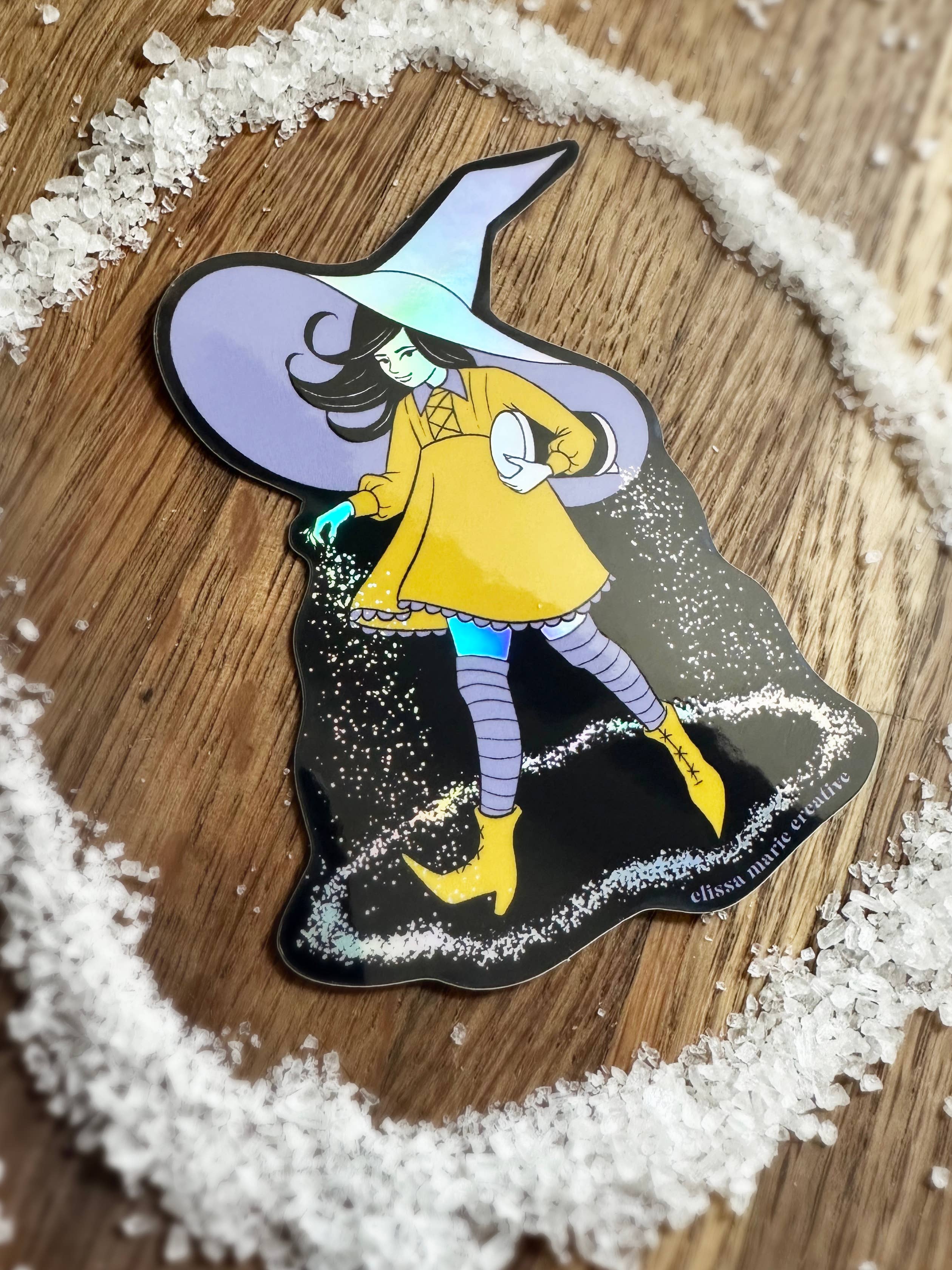 Elissa Marie Creative – Adesivo por atacado – Autocolante Holo Salty Witch | bruxaria | círculo mágico | sal3