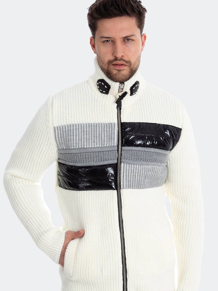 12440-F Ecru - Camisolas Cardigan por atacado de LCR Black Edition