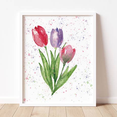 Colorful Spring Tulips, 8x10 Art Print for wholesale by mad paperie