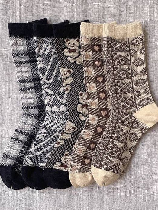 5 Pairs Casual Women Warm Mid Calf Socks for wholesale by StyleGalX
