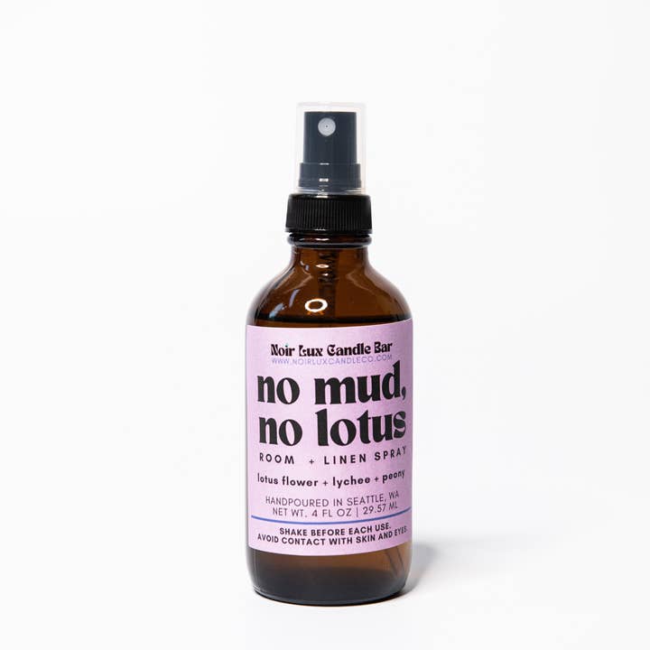 No Mud, No Lotus | Lychee + Lotus | 4 oz Room & Linen Spray for wholesale by Noir Lux Candle Co
