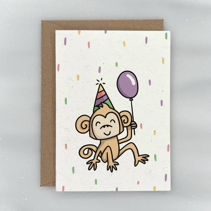 Party Animals - Birthday Gift Enclosure Card (Monkey) for wholesale by Lemon Doodle