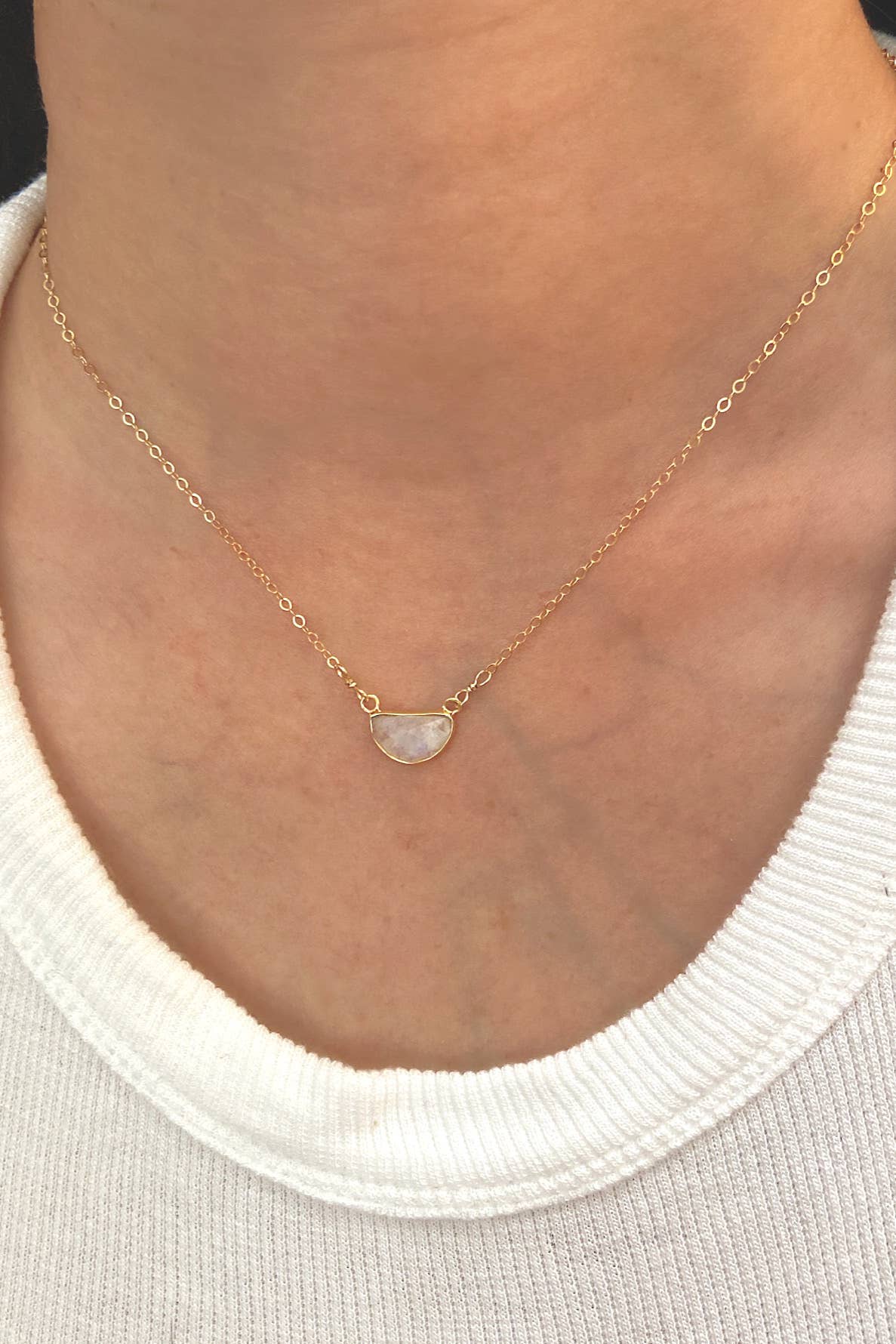 Boy Cherie - Wholesale Pendant/Charm Necklace - Dainty Gold Filled Moonstone Half Moon Necklace2