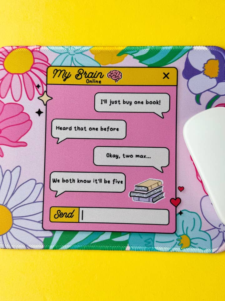 'My Brain Online' Bookish Mousepad for wholesale by Scribbles Wholesale