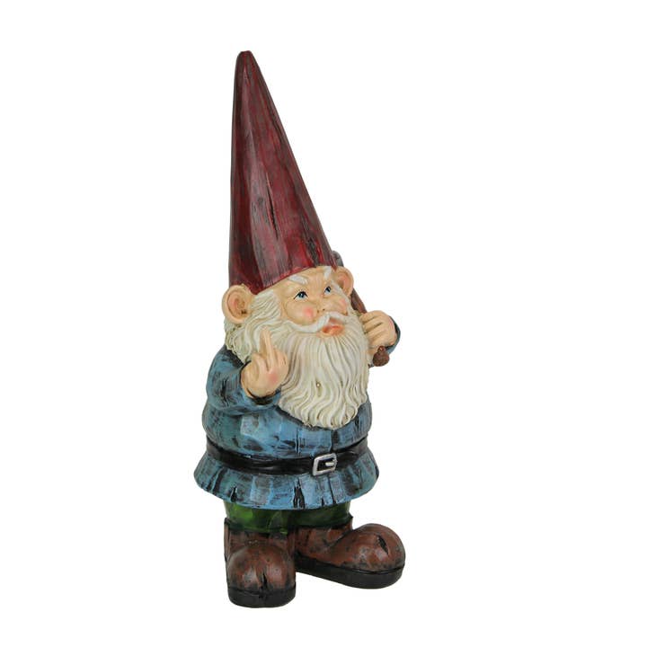 Zeckos - Wholesale Garden Gnome - 12 Inch Grumpy Gnome Flipping The Bird Garden Decor Statue4