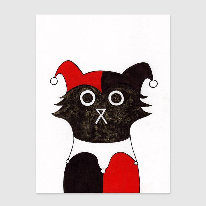 Harley Cat Wall Art Print A4 and A3, Superhero Art for wholesale by Baldy And The Fidget