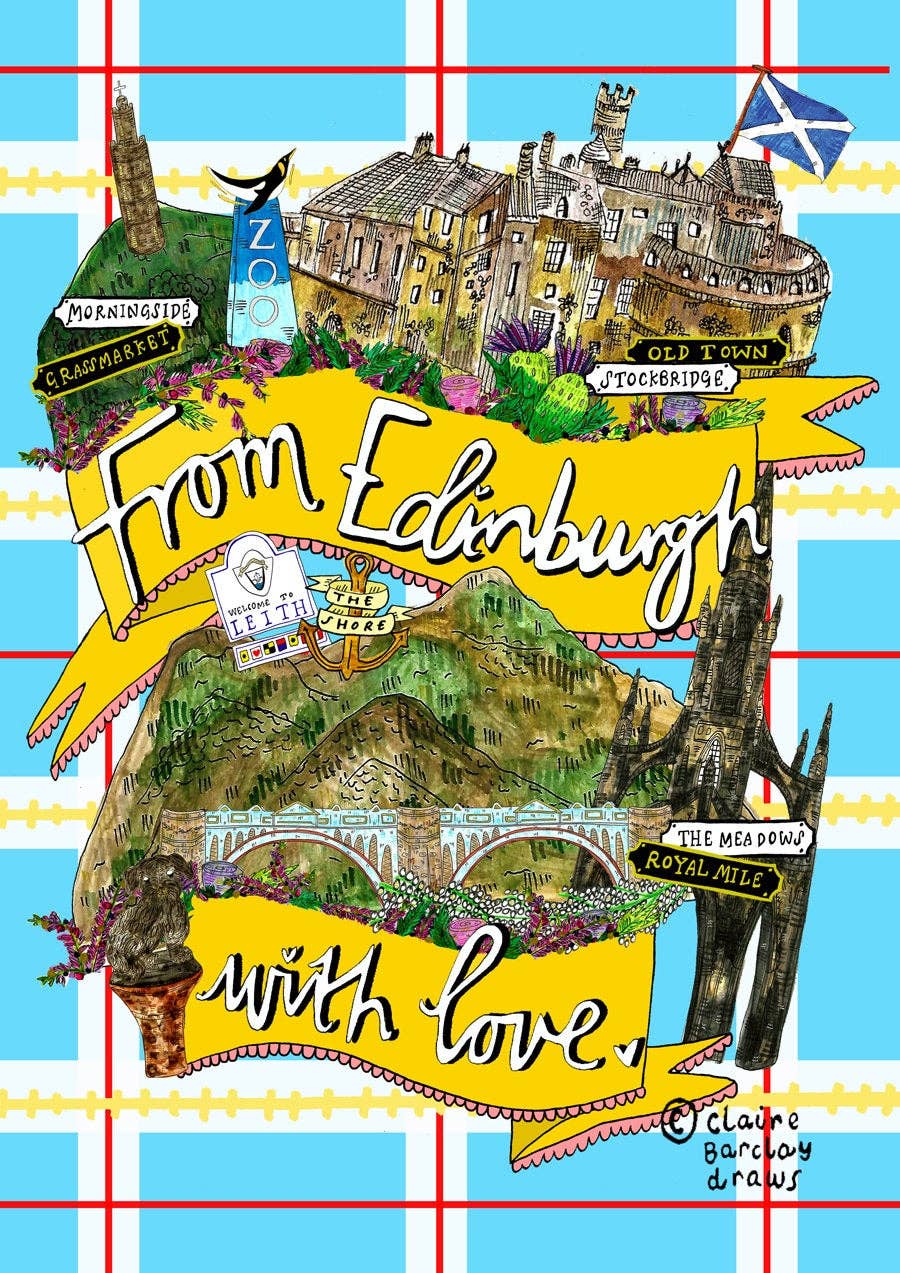 Claire Barclay Draws - Wholesale Everyday Greeting Card - From Edinburgh With Love Greetings Card1