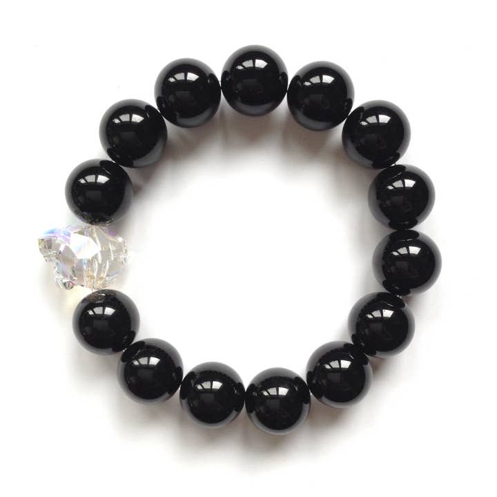 Swarovski Crystal Panther With Onyx Stretch Bracelet for wholesale by Solid Design Studios