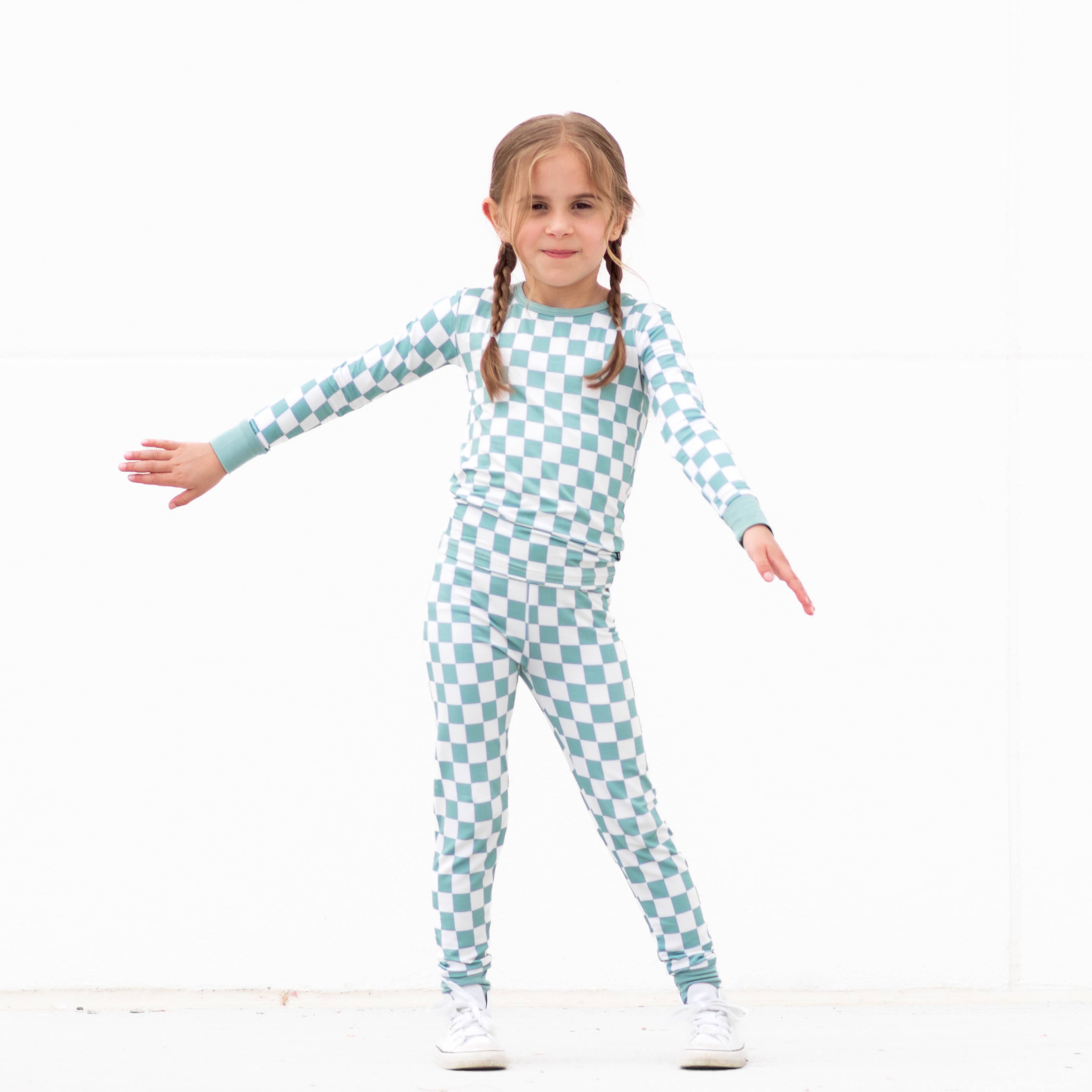 millie + roo LLC - Wholesale Sleepwear Set - Kids - LONG SLEEVE 2 PIECE SETS- Sage Check2