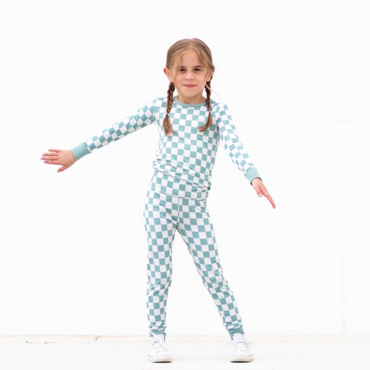 millie + roo LLC - Wholesale Sleepwear Set - Kids - LONG SLEEVE 2 PIECE SETS- Sage Check2