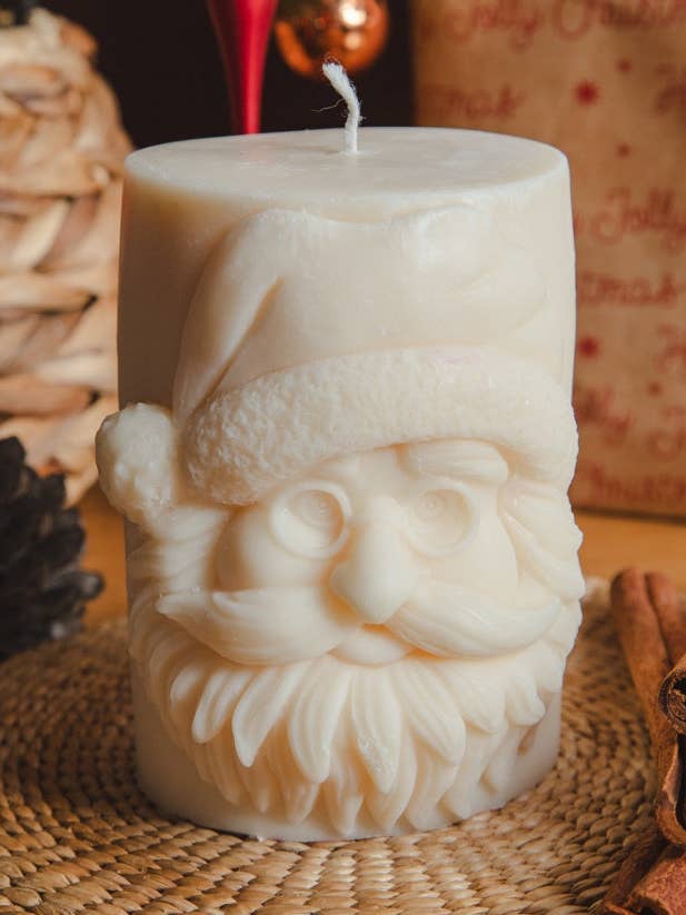 Large Santa Pillar Soy Wax Candle  | Christmas Collection for wholesale by Ritual Spirit ltd