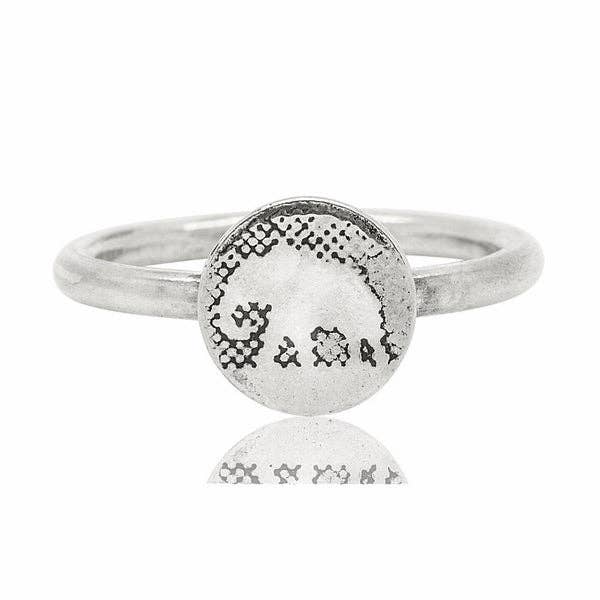 LITTLE ELEPHANT RING, STERLING SILVER & OXIDISED DETAIL for wholesale by Charlotte Lowe