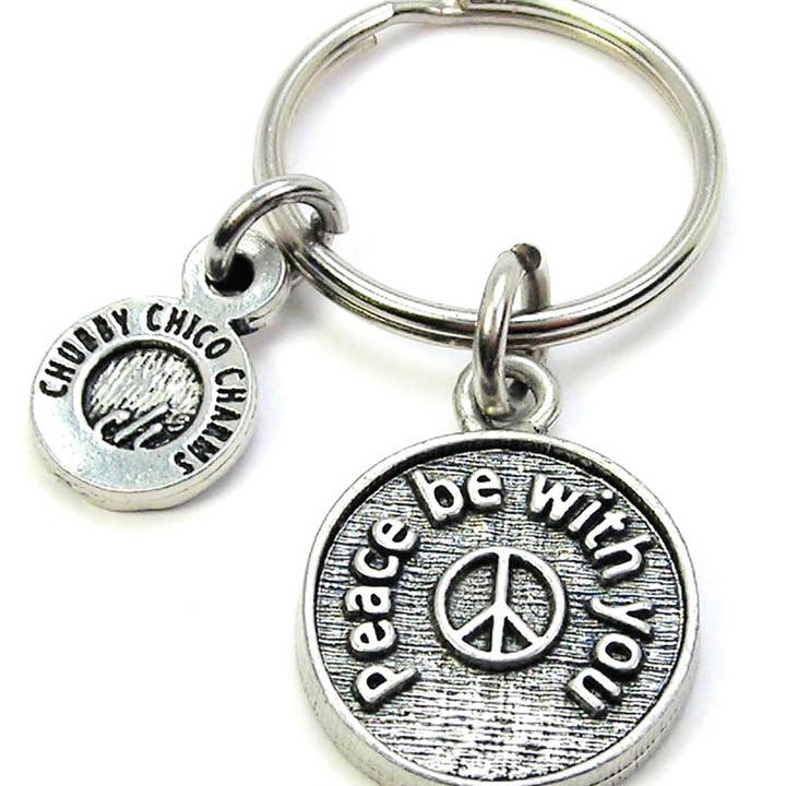 Peace Be With You Circle Sleutelhanger Geloof Gebed Religie voor wholesale door Chubby Chico Charms