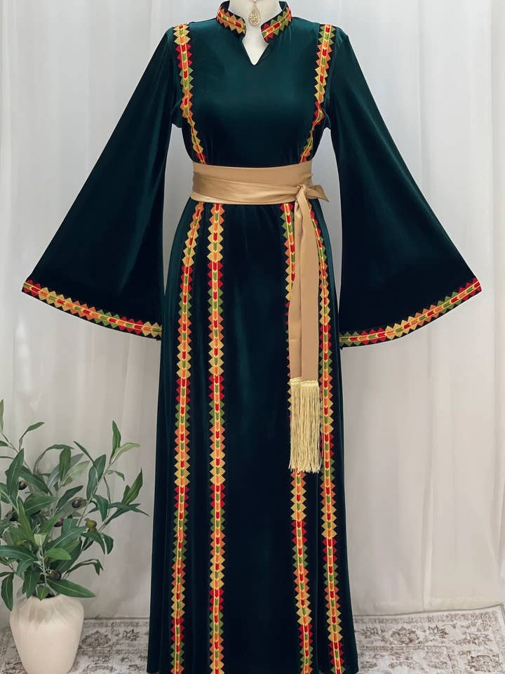 Manajel Grace Velvet Thobe for wholesale by Palestinian Elegance