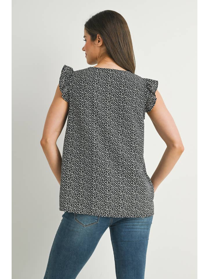 Hello Miz - Wholesale Top - Maternity - V-Neck Ruffle Cap Sleeve Maternity Top