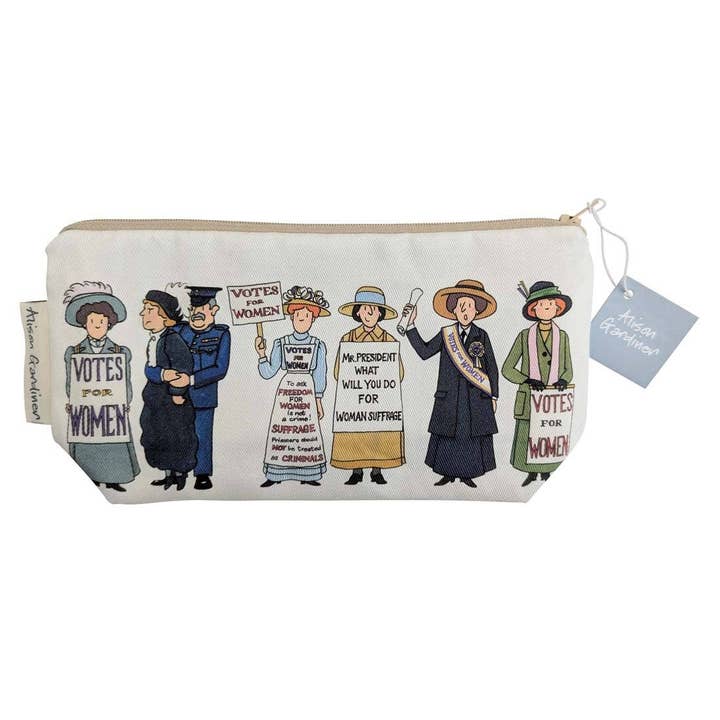 Suffragette Cosmetic Bag / Pencil Case for wholesale by Alison Gardiner US