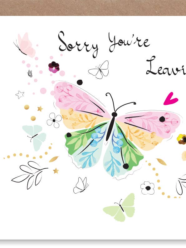 Leaving Floral Butterfly - Hand-Finished Wholesale Card for wholesale by SABIVO Design