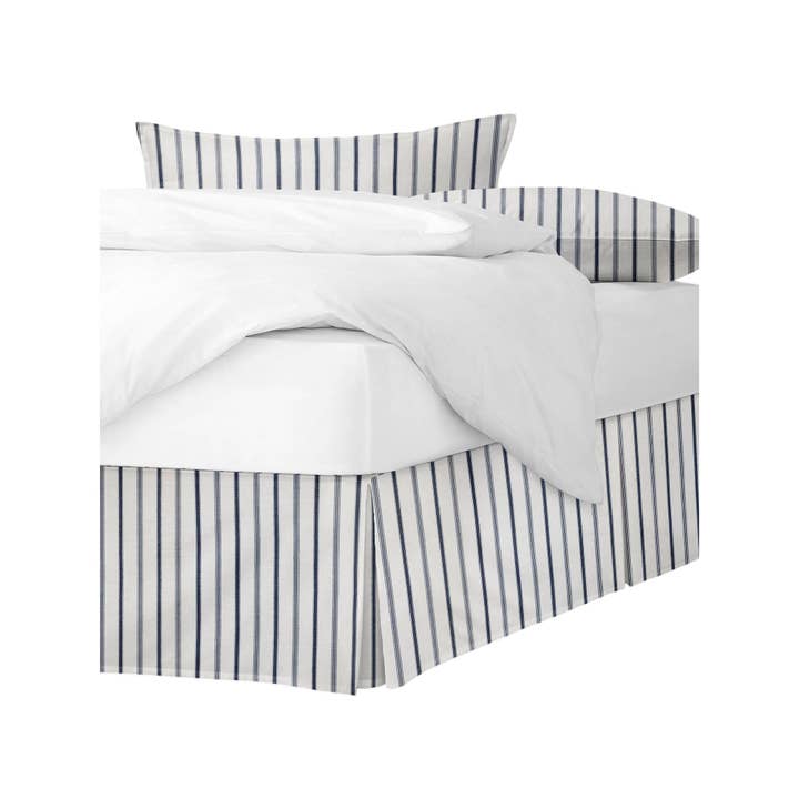 6ix Tailors Fine Linens - Wholesale Bedskirt - Tiana Stripe Blue Bed Skirt