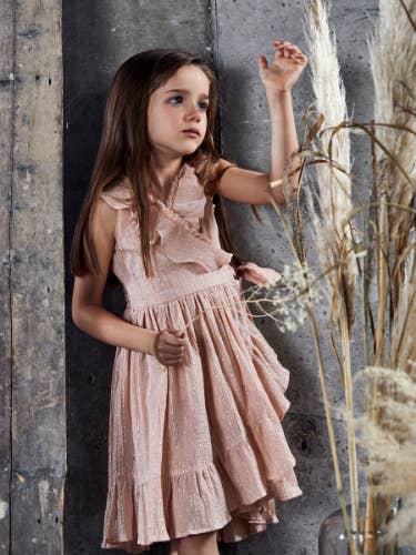 Cotton Lurex Wrap Dress - Blush for wholesale by UJALA