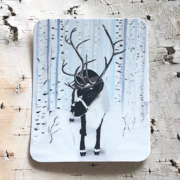 Aufkleber „Rentier im borealen Wald“ für den Großhandel von Art by Anya Toelle