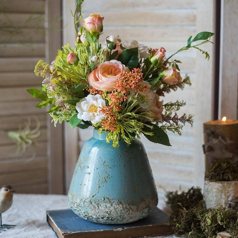 Rustic Reach - Wholesale Vase - Turquoise Ceramic Vase2
