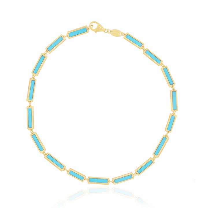 #B35 14kt italiensk guld Baguette Bar Link armbånd for engroshandel hos Elle Diamonds