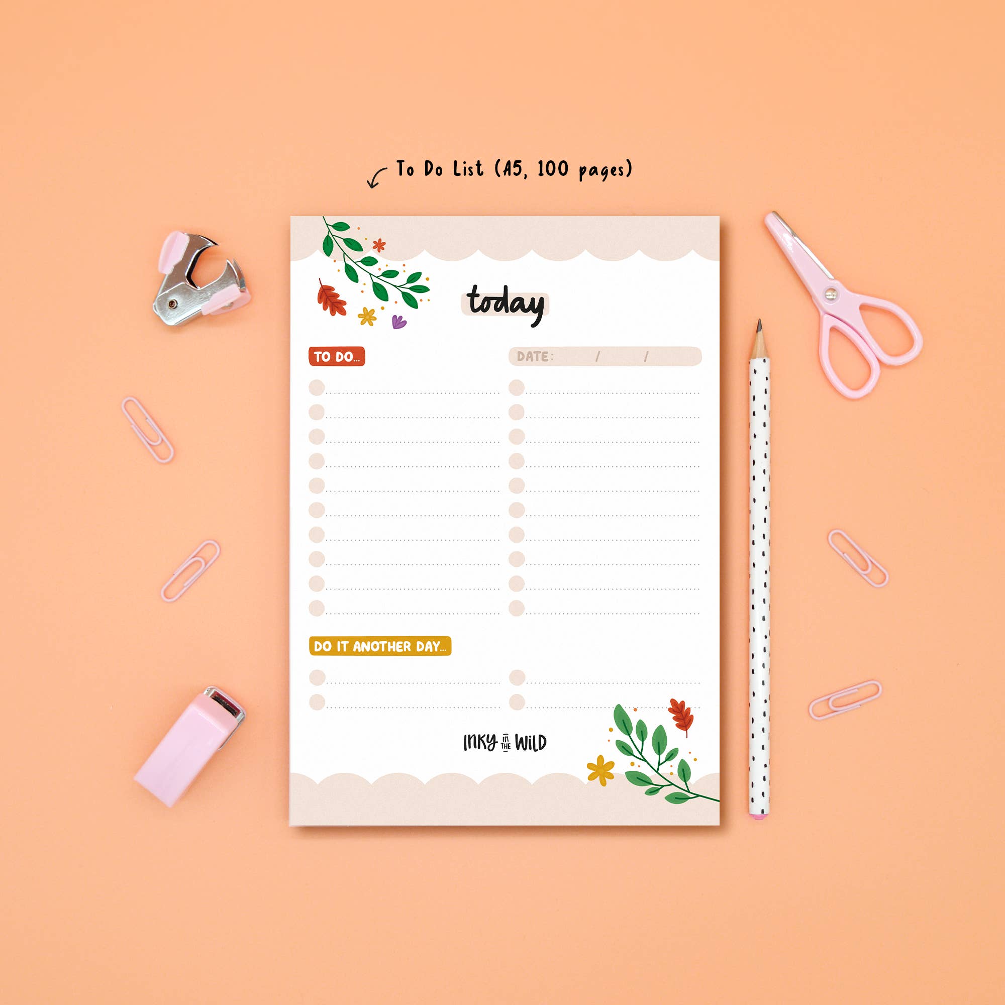 Inky in the Wild - Wholesale Notepad - A5 Floral Woodland To Do List Notepad2