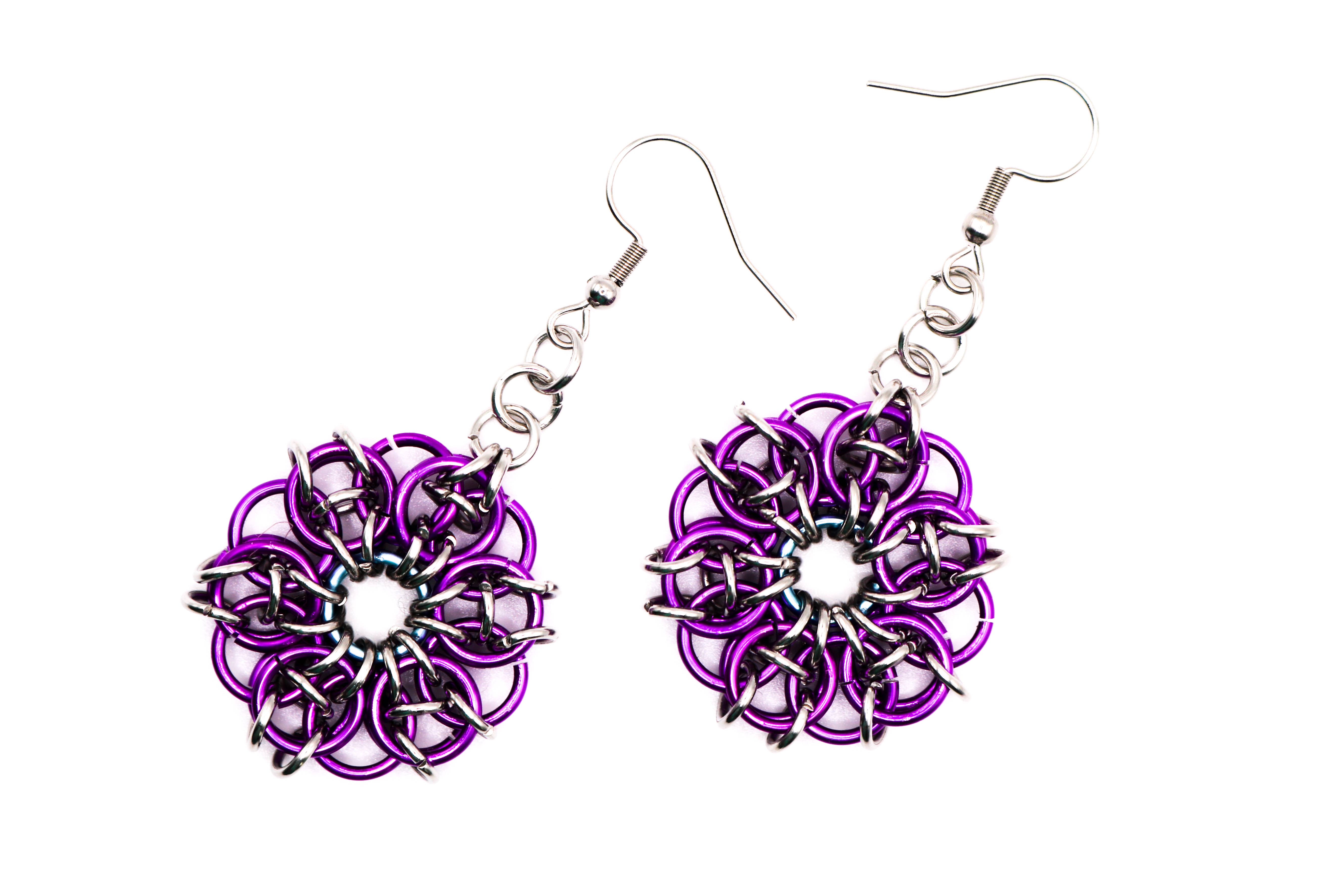 Synthetic Youths - Wholesale Dangle Earrings - Colourful Celtic Flower Chainmaille Earrings11