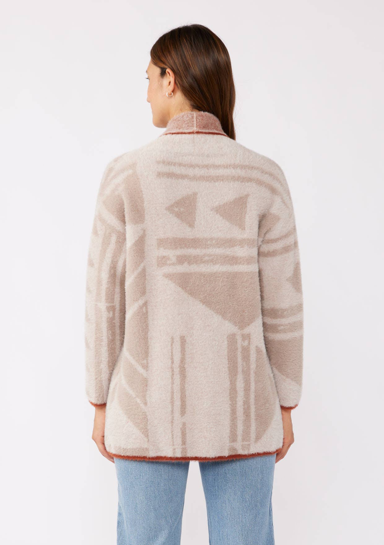 Oatmeal Natural Tribal Shawl Collar Cardigan for wholesale on Faire3