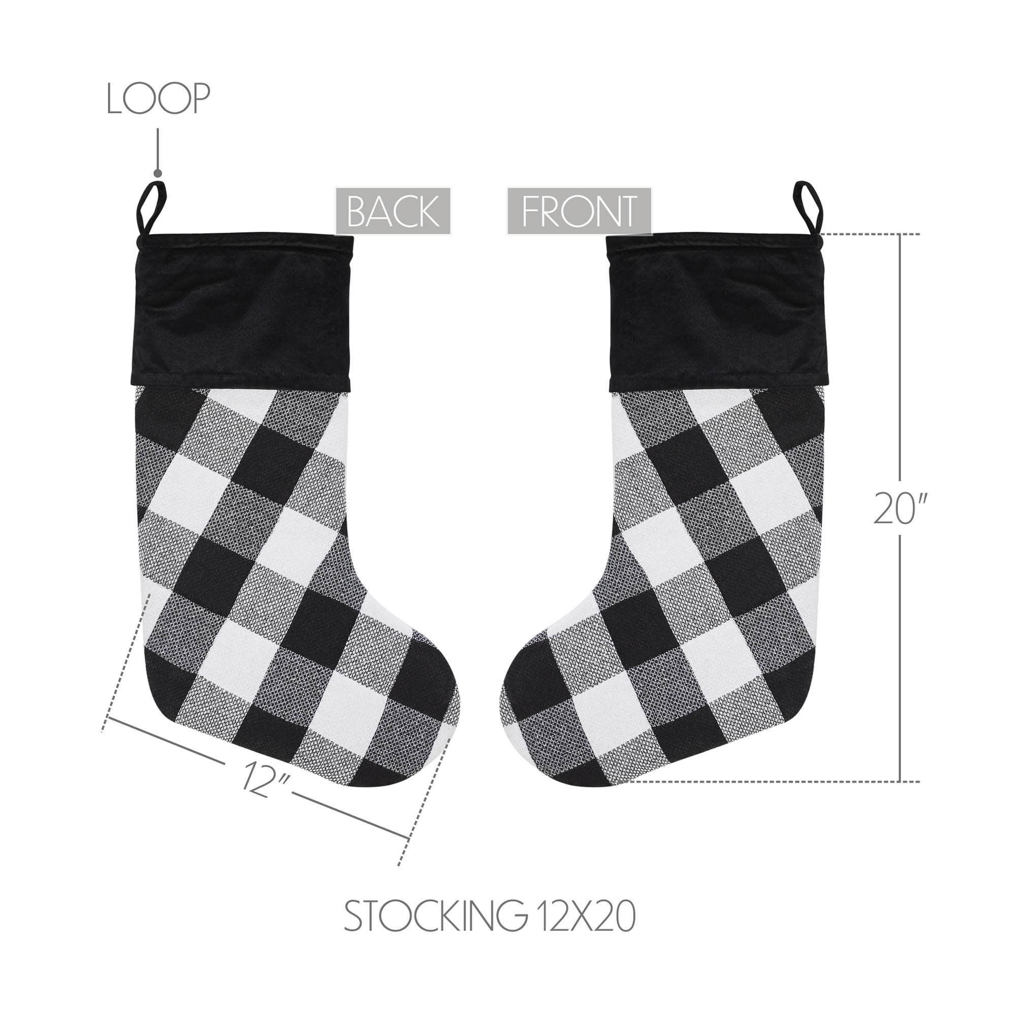 VHC Brands - Wholesale Holiday Stocking - Annie Black Check Stocking 12x202