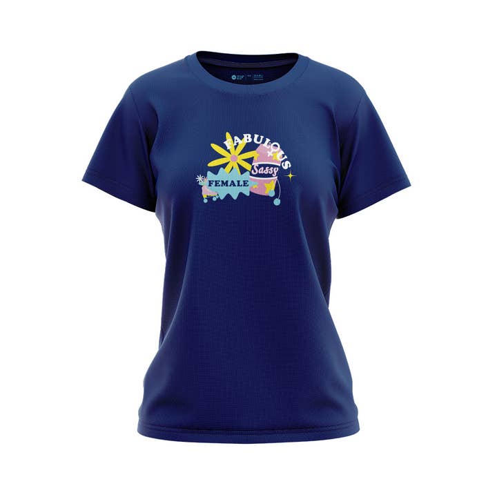 Women's Navy Fabulous Sassy Female Technical T-Shirt for wholesale by Fat Lad At The Back