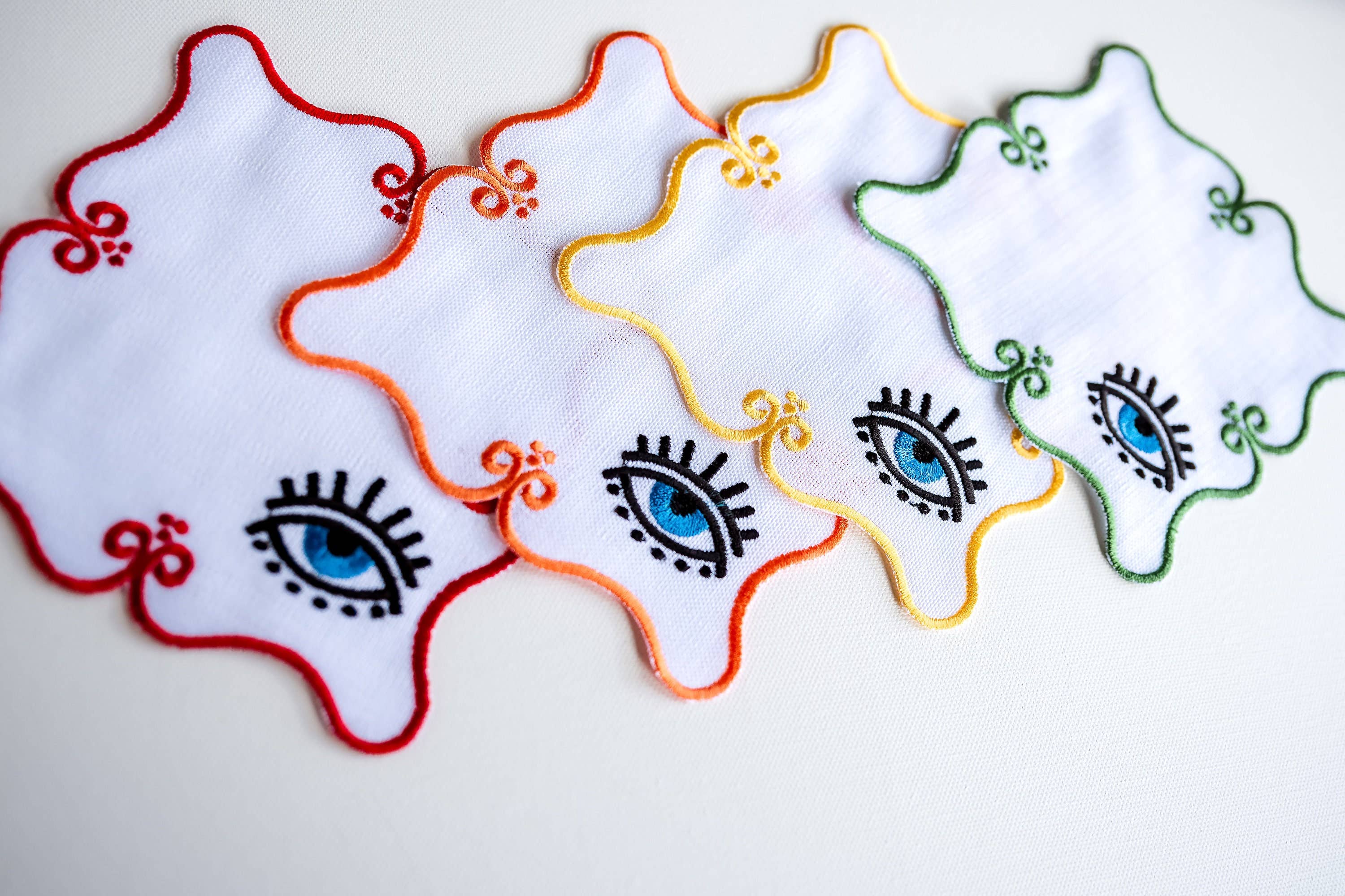 Hemsin Atelier – wholesale Middags- och tygservett – Ond öga broderade linneservetter (Bästsäljare)7