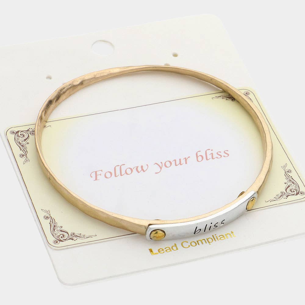 Sensibling Corp. - Wholesale Bangle Bracelet - Bliss Message Two Tone Metal Bangle Bracelet4