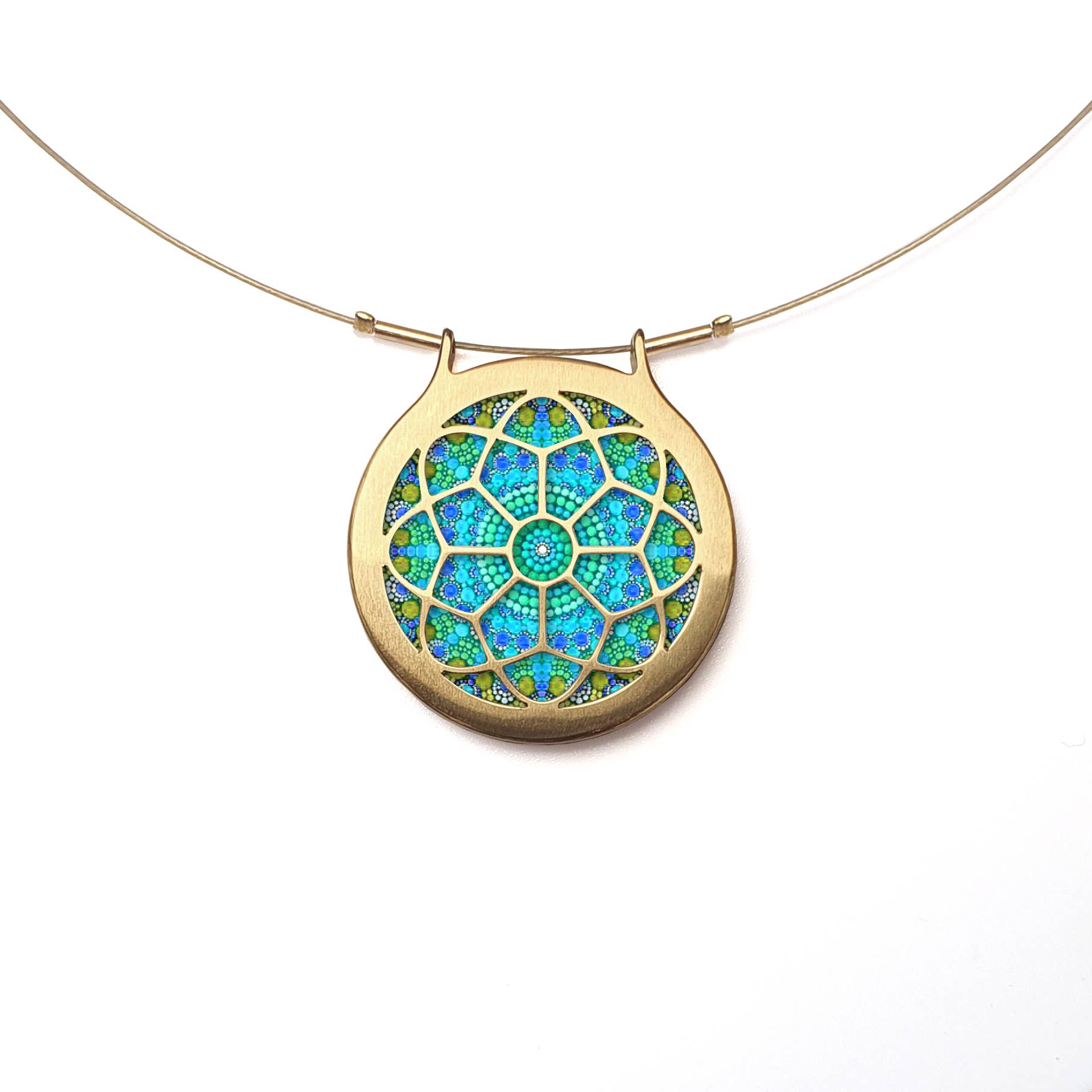 Noa Jewellery – wholesale Pendant/charm necklace – Rose Window Ceramic Necklace, Gold Plated Stainless Steel8