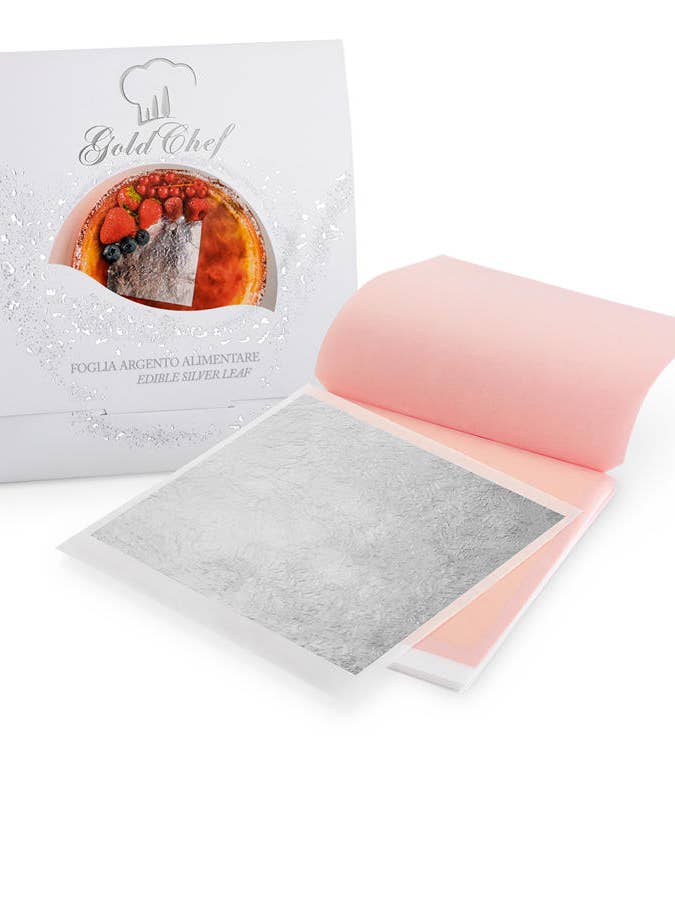 Sølvblad 80 x 80 mm 25 blade for engroshandel hos Giusto Manetti Battiloro S.p.A.