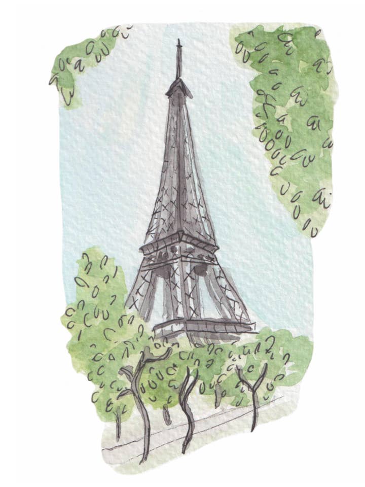 Eiffel Tower watercolor print for wholesale by Alexandra Schmeling Fine Art