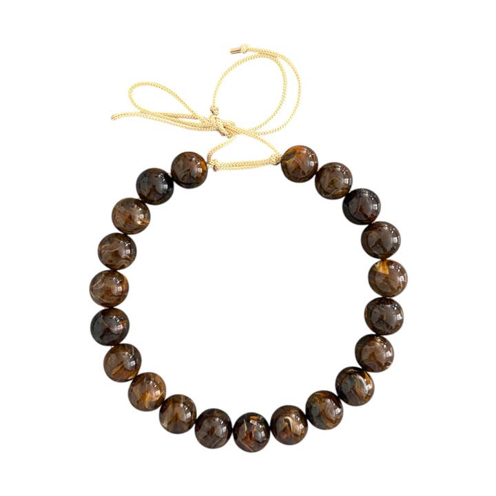 KMs GEMs - Wholesale Beaded/pearl necklace - Chunky Beaded Necklace - Chocolate Marble 18mm0