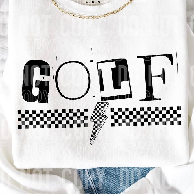 Golf Ternet Bolt Ord DTF Overførsel for engroshandel hos K and M Designs