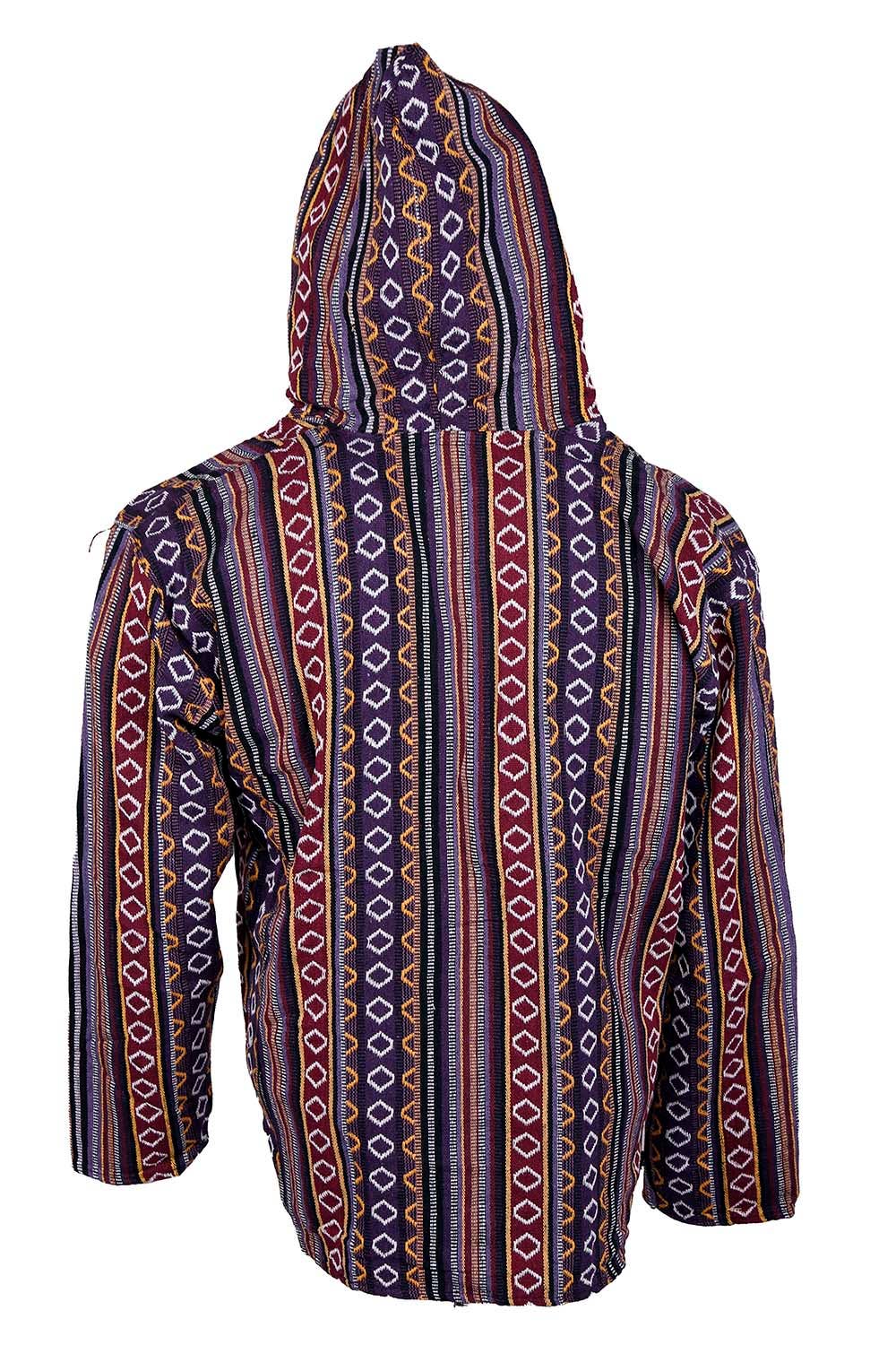 Sunshine Joy - Wholesale Hoodie - Unisex - Woven Baja Style Hoodie Zip up Purple/Gold2