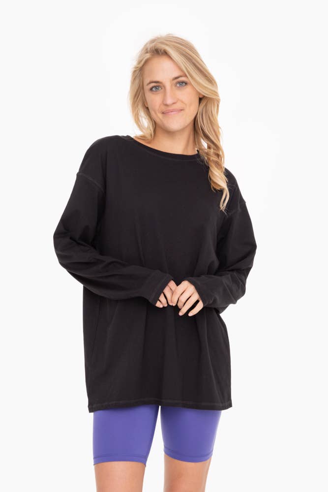 Mono B - Wholesale Tunic - Women's - Organic Cotton Long Sleeve Boyfriend Tee0