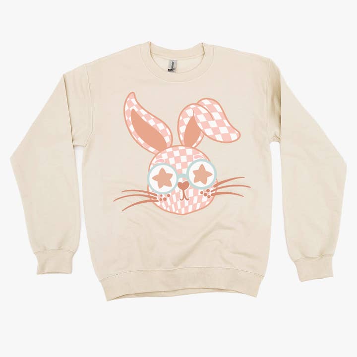 Coelhinho Xadrez Rosa - Fleece BÁSICO por atacado de Little Mama Shirt Shop