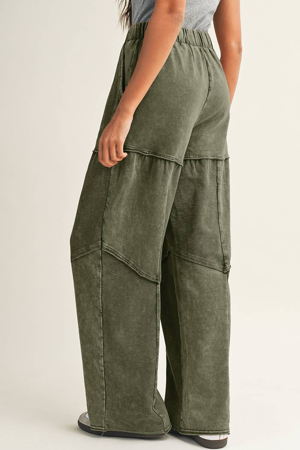 Little Daisy Closet - Wholesale Pants - Women's -  LDC Mineral Wash Tiered Wide Leg Patchwork Drawstring Pants11