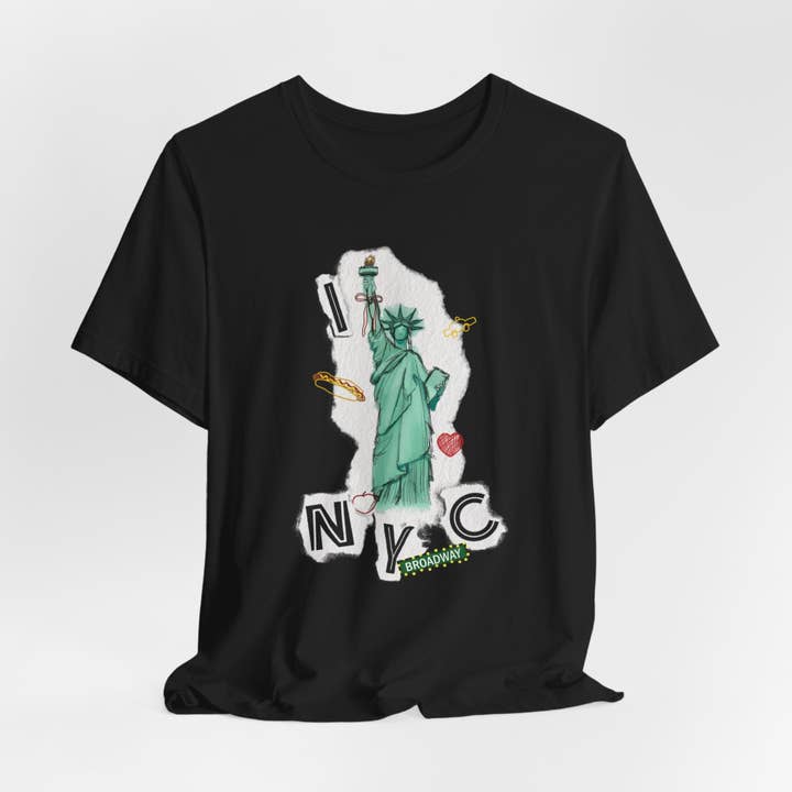 I Love NYC - Collage Design - T-shirt unisexe à manches courtes en jersey pour la vente par Art By Hedwyn