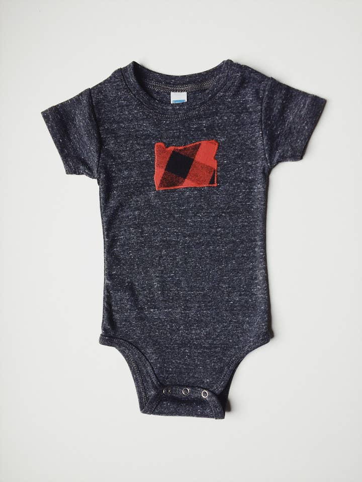 Oregon Baby Bodysuit - Black Flannel for wholesale by Vermont Tribe