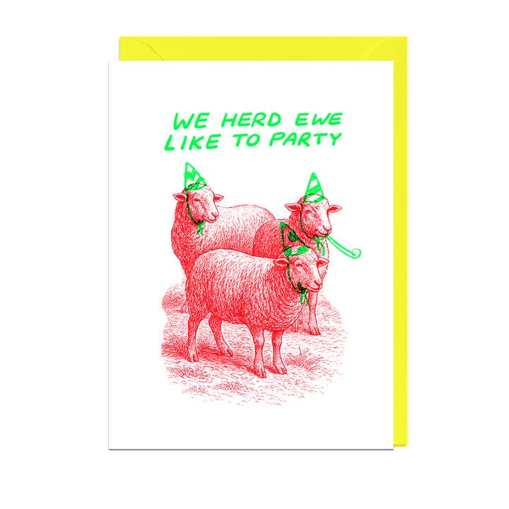 CARTE ENVELOPPE JAUNE, NOUS AIMONS FAIRE LA FÊTE pour la vente par Jolly Awesome