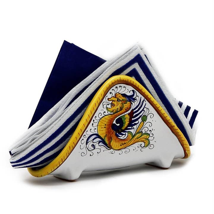 Artistica - Deruta of Italy - Wholesale Napkin Holder - GIFT BOX: With authentic Deruta hand painted ceramic - Napkin Holder Raffaellesco design1